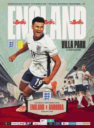 Official England Matchday Programmes - England v Andorra - 6 September 2025